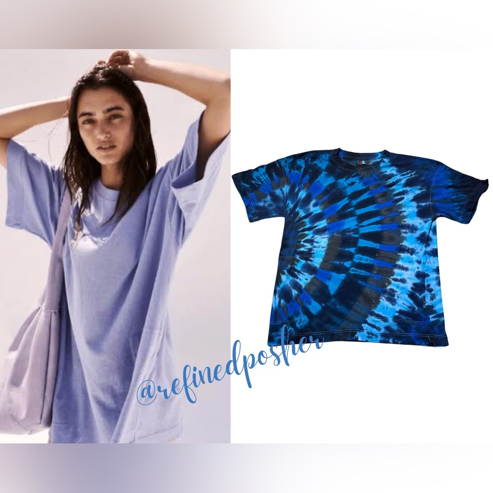 Free People Beach Essential Extreme Tee Mini size Small NEW Periwinkle Tie Dye